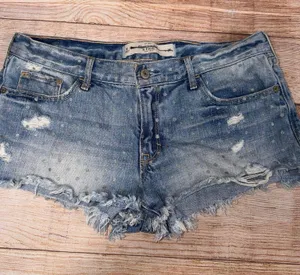 Abercrombie & Fitch Distressed Polka Dot Denim Shorts Women’s Size 6 thumbnail 1