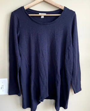 Daily ritual navy knit sweater asymetric women's size M casual cotton modal top‎ thumbnail 1