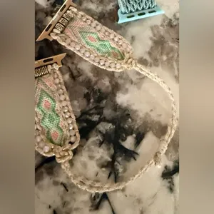 Handmade Boho Style Braided Light Pink Apple Watch Band 38 thumbnail 3