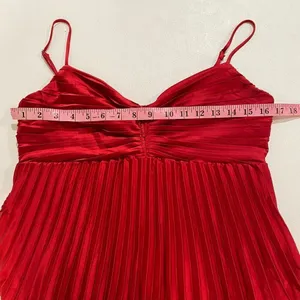 VICI Red Pleated Tiered Midi Dress Medium Spaghetti Strap Party Dress thumbnail 5