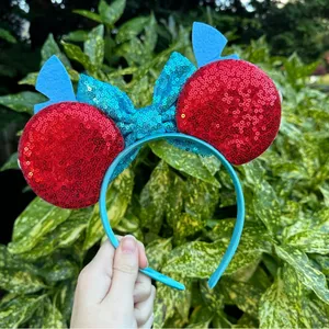 NEW Mouse Ear Headband Lilo & Stitch Disney Hawaiian Movie Theme Glitter Sequin thumbnail 2