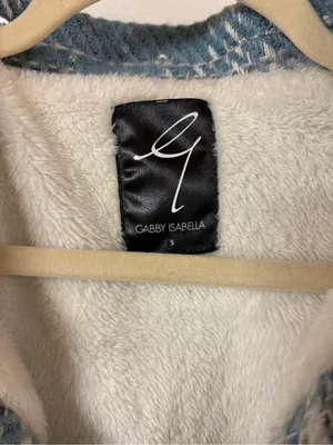 Gabby Isabella Plaid Blue & Cream Fur Collar Jacket thumbnail 6
