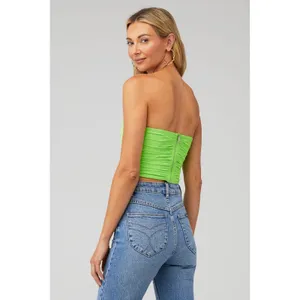 Steve Madden Strapless Mesh Corset Top Women's‎ Size Medium Green Neon Bright thumbnail 2