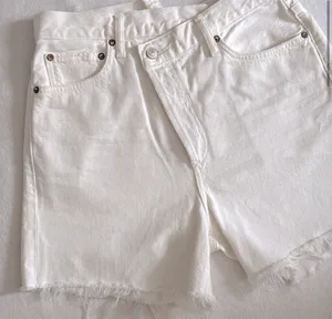 Agolde White Criss Cross Jean Shorts thumbnail 4