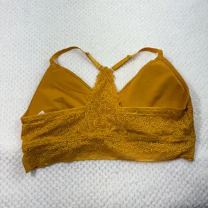 Aerie Dark Golden Yellow Lace Lined Adjustable Strap Bralette Brami Top XXL 2XL thumbnail 3