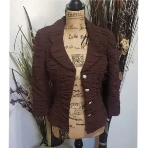 Cachet Brown Ruched Blazer Jacket Size 4 thumbnail 2