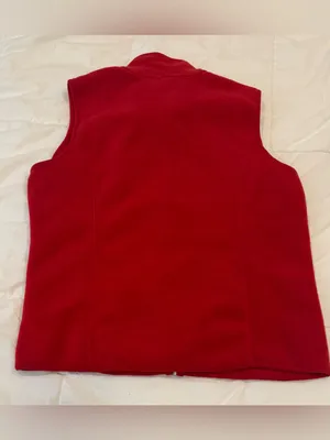 Karen Scott Sport Bright Red Full Zip Fleece Vest Zipper Pockets Size L thumbnail 2