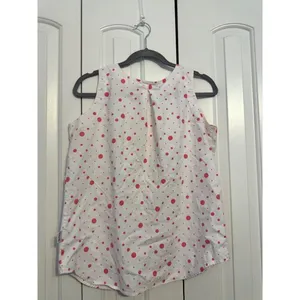 Vintage Mervyn's white and pink‎ polka dot tank blouse M thumbnail 6