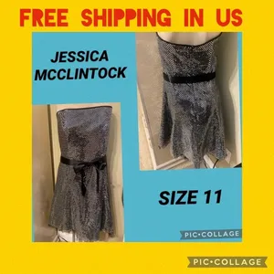 🛍Jessica Mcclintock Sequin Glittery Dress Size 11 thumbnail 2