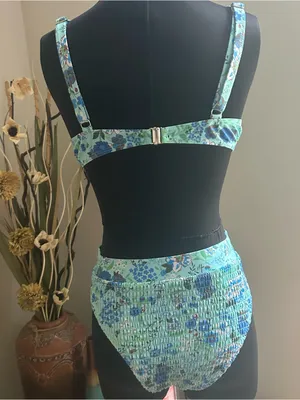 Floral Underwire Bikini Set in Aqua Blue - size L thumbnail 3