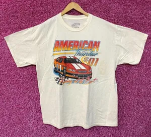 American Thunder Nascar Style Beige Tshirt size Extra Large thumbnail 1