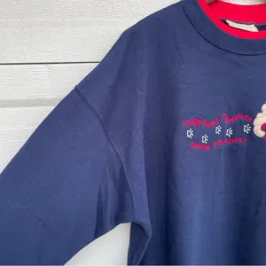 VTG Vintage Dog Sweatshirt Blue Red Patch Jeweled Grandma Large thumbnail 7