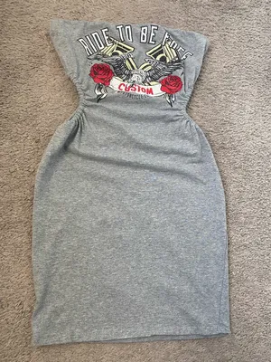 Gray Graphic Strapless Women’s Dress with Red Rose Detail thumbnail 1