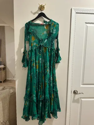 FREE PEOPLE Paisley Petals Maxi Dress in Green Size Small thumbnail 2