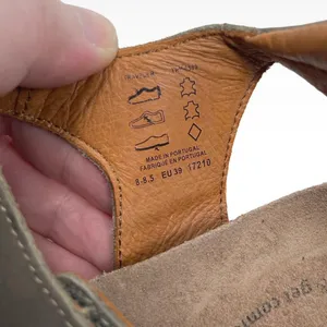 Taos “Traveler” Taupe Leather Wedge Sandals Hook & Loop Closure Women’s 8-8.5 thumbnail 6