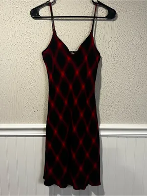 Lulus Red and Black Plaid Rayon Slip Dress size medium thumbnail 5
