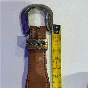 Vintage 1991 Brighton beaded western brown leather belt Aztec diamond pattern 30 thumbnail 9