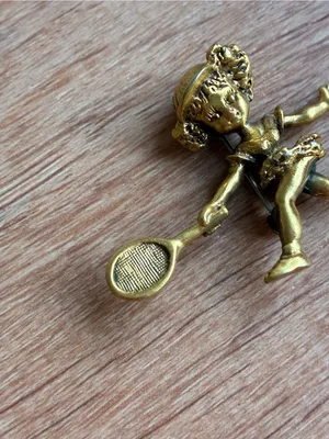 Tortolani Vintage Gold Tennis Brooch Pin thumbnail 3