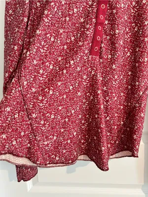 Natural Life Floral Henley Top Red Size XL thumbnail 3