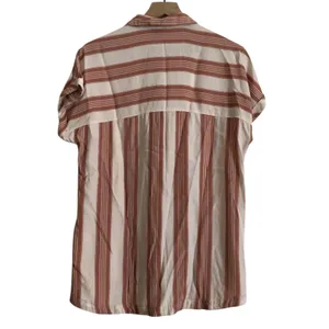 Dress Forum Red Ivory Stripe Short Sleeve Butto Lightweight Blouse Top Medium thumbnail 6