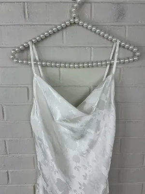 Lulus Close To Your Heart White Satin Jacquard Cowl Slip Mini Dress Size XS thumbnail 3