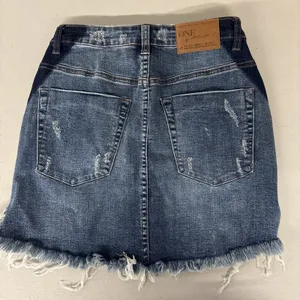 NEW Sz 26 2 One Teaspoon Free People Mini Denim Jean Skirt Blue Distressed thumbnail 4