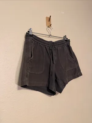 Athleta Farallon Drawstring Sweat Shorts Washed Gray Size 8 Tall thumbnail 3