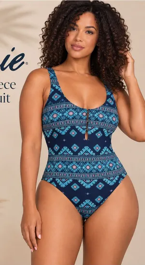 Aerie Boho Print Button Front Full Coverage One Piece Swimsuit XL thumbnail 1