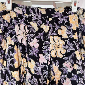 Free People End of the Island Floral Cotton Skirt Black Motif Size 10 thumbnail 4