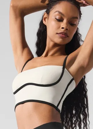 Alo Airbrush Streamlined Bra Tank Ivory Black Padded Sports Bralette Crop Top XS thumbnail 1