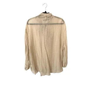 ZARA Tie Neckline Semi‎ Sheer Blouse Cream Small thumbnail 3