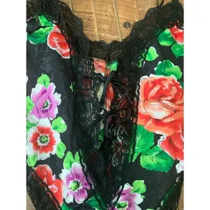 Victoria’s Secret vintage gold label lace up front floral satin teddy lingerie b thumbnail 4