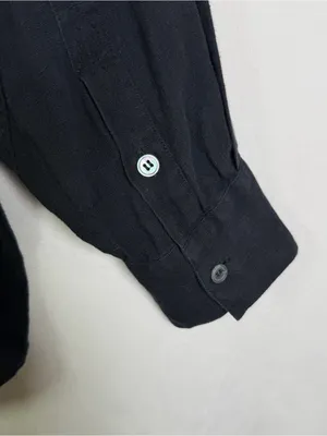 Katharine Hamnett Nicola Women XS Black Linen Oversized Shirt Italy Quiet Luxury thumbnail 7