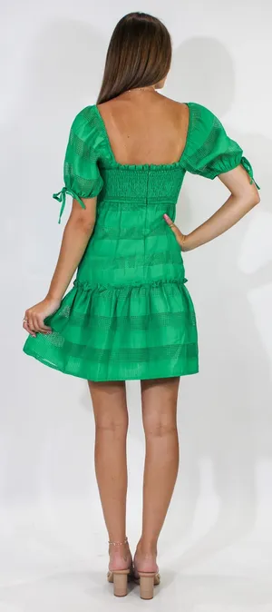 TCEC Green Tiered Textured Mini Dress thumbnail 3