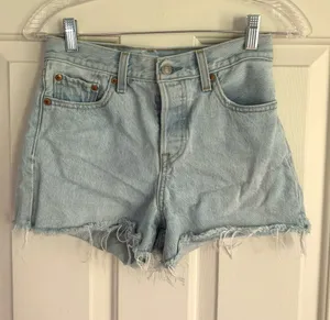 Levi's Light Blue High-Rise Denim Cutoff Shorts thumbnail 1