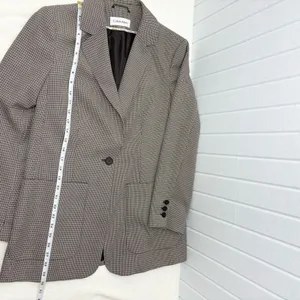 Calvin Klein Notch collar Women's‎ Checkered Blazer Size 6 thumbnail 11