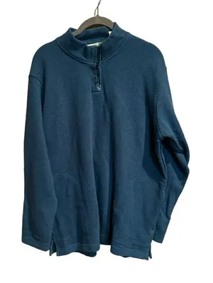 Orvis Women's Green Mock Neck‎ Pullover Cotton Blend Sweater Size Large Pockets thumbnail 1