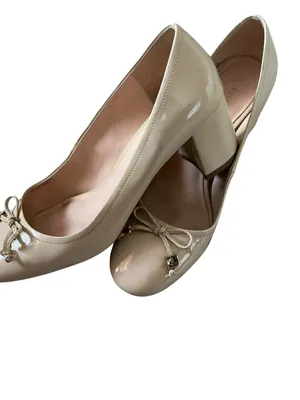 Kate spade Bev Bow pumps nude patent leather block mid heel size 7.5 thumbnail 8