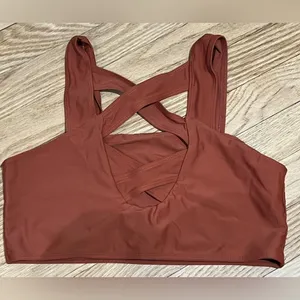 Brown Moisture Wicking Sports Bra Swim Top Women's Medium thumbnail 2