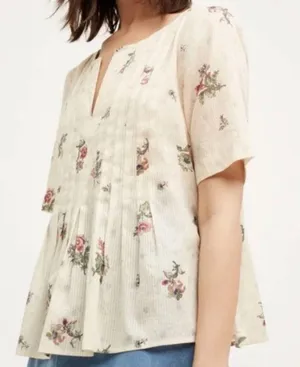 Anthropologie Maeve Orchid Island Pleated Top thumbnail 2