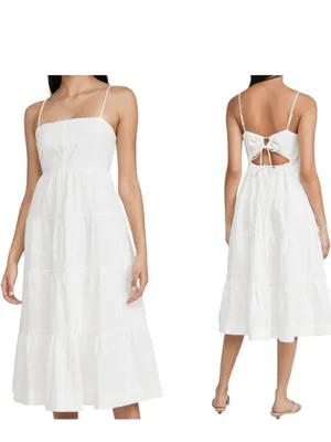 Line &‎ Dot Charlotte Dress Women Small White Eyelet Embroidered Midi NWT Boho thumbnail 2