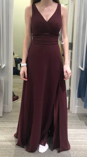 David's Bridal Wine Bridesmaid Dress thumbnail 1