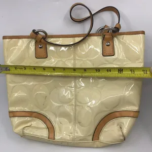 COACH Medium Cream Brown Patent Leather Handbag thumbnail 3