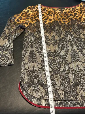 Ann Taylor Leopard & Lace-Effect Tunic Top - silky feel Polyester size Small thumbnail 9