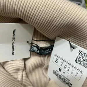 Zara Beige Fold over Ribbed Flared Stretchy Cotton Blend Leggings(Size Small) thumbnail 6