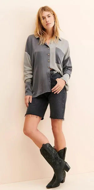 Free People NWOT  Silky Samantha Patchwork Button Down thumbnail 11