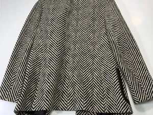Dana Buchman Wool and Leather Blend Black and Cream Chevron Herringbone Blazer thumbnail 8
