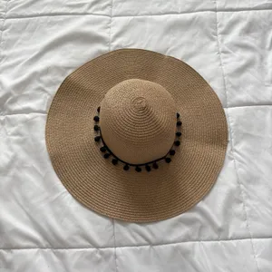 Kentucky Derby Church Tea Party Wide Brim Straw Hat Black Beige Straw‎ Feminine thumbnail 2