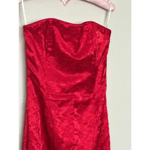 Vintage 90s Jessica McClintock Sz 6 Embroidered Satin Strapless Maxi Dress Gown thumbnail 3