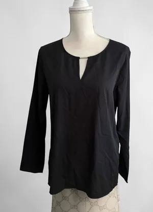 BANANA REPUBLIC Black Silver Long Sleeve Top Size Small NEW NWT thumbnail 1